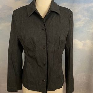 90s The Limited Fully Lined Dark Gray Blazer with vegan leather piping Medium